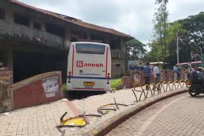 Private bus rams into under-construction building in Belagavi after brakes fail