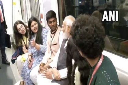 PM Modi takes ride in Mumbai metro; interacts with students, commuters