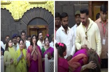 Shilpa Shetty, Raj Kundra visit Sai Baba temple in Shirdi