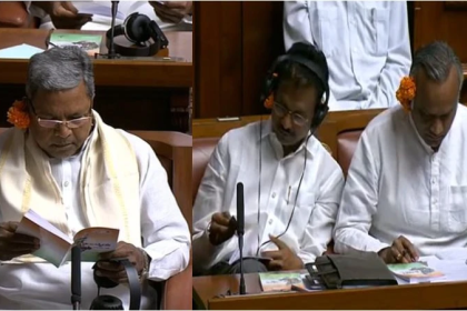Congress leaders wear flowers on ear as CM Bommai presents Budget