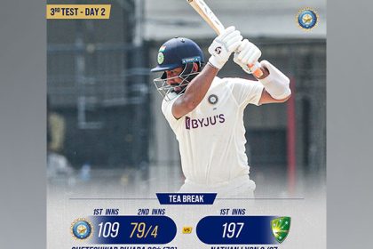 Ind vs Aus, 3rd Test: Hosts in trouble as Pujara fights lone battle (Day-2 Tea)