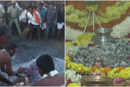 Priest offers burning coal to deity