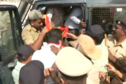 Congress workers protest against toll collection at Bengaluru-Mysuru expressway, detained