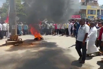 Stones pelted at Yediyurappa's Shikaripura residence during protest to oppose internal reservation