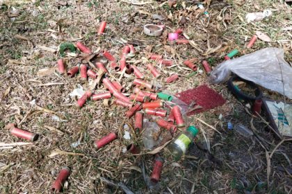 60 spent cartridges found by roadside in Mudigere reserve forest