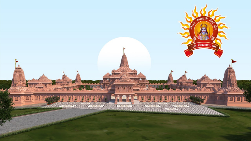 The logo of Shri Ram Janmabhoomi Kshetra Trust released on Hanuman Jayanti  in Ayodhya