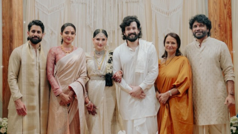 Nagarjuna welcomes Akhil Akkineni’s wife Zainab Ravdjee into family after wedding, shares marriage pics