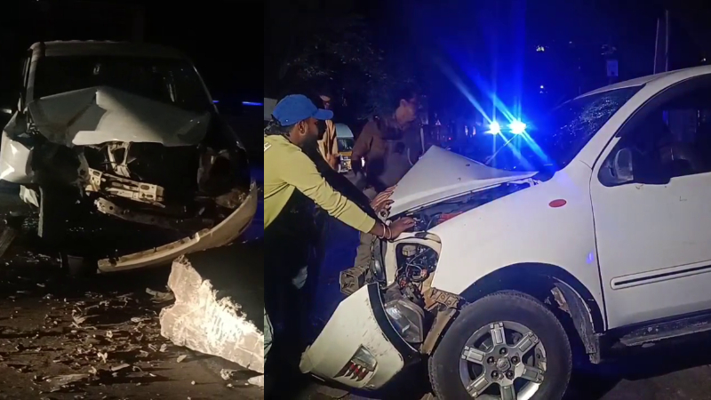 Four sustain injuries after car crashes into road divider near Shivananda Circle